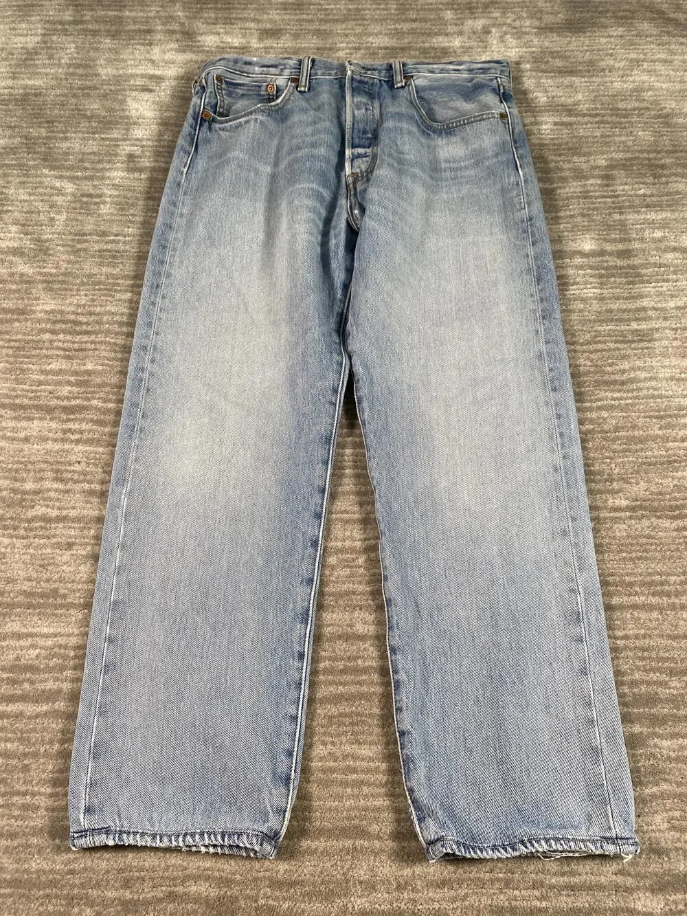 Levis 501 CT Jeans Mens 33x27 Light Blue Denim Button Fly Tapered Leg Fit